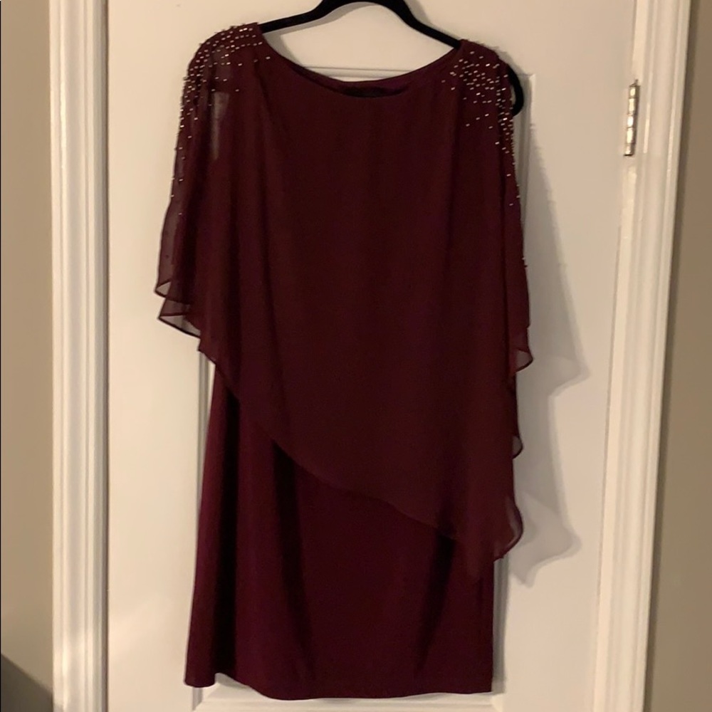 DI-JAZ Maroon Cape Sleeve Dress Size 14